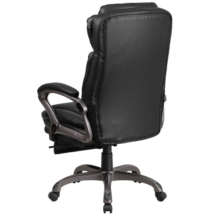 High Back Black Executive Swivel Office Chair with Outer Lumbar Cushion and Arms