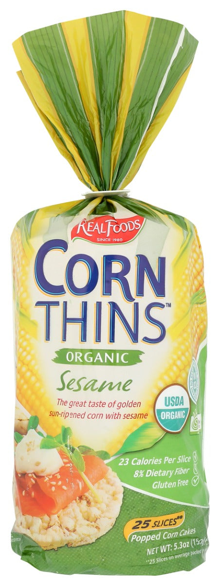 REAL FOODS: Corn Thins Sesame Organic, 5.3 oz