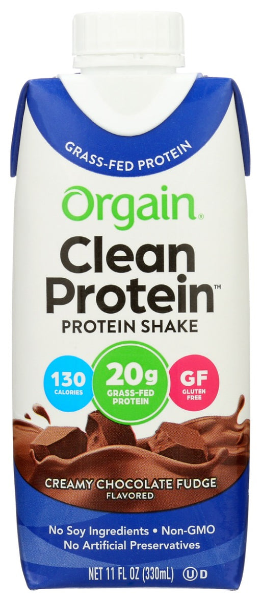 Here at Orgain, we believe it's what's on the inside that matters most, and that also includes what we left out.
Grass-fed, No Sucralose, No Carrageenan. This is the Creamy Chocolate Fudge flavored Orgain 20g* Clean Protein Shake. But how does it taste? We're glad you asked. If you could eat brownies for breakfast or chocolate cake after a workout, wouldn't you? We thought so. This shake goes anywhere and brings layers or rich fudge flavor to your routine. 