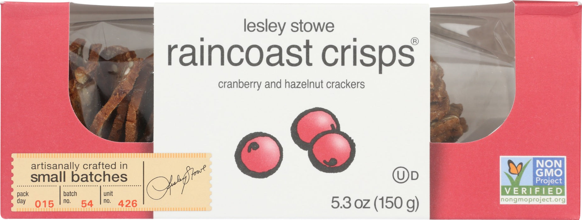 LESLEY STOWE: Cranberry and Hazelnut Crackers, 5.3 oz