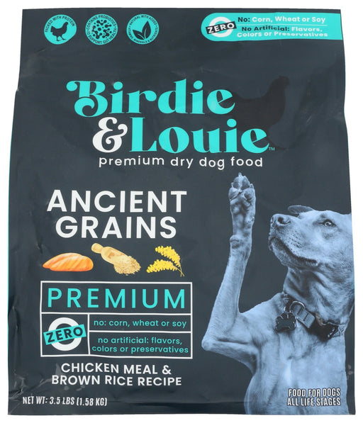 BIRDIE & LOUIE: Chicken Meal and Brown Rice Recipe Dry Dog Food, 3.5 lb