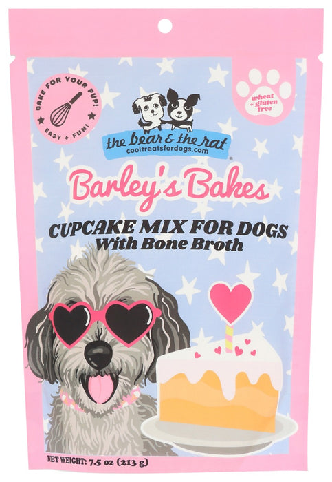 THE BEAR & THE RAT COOL TREATS FOR DOGS: Barleys Bakes With Bone Broth Cupcake Mix For Dogs, 7.5 oz