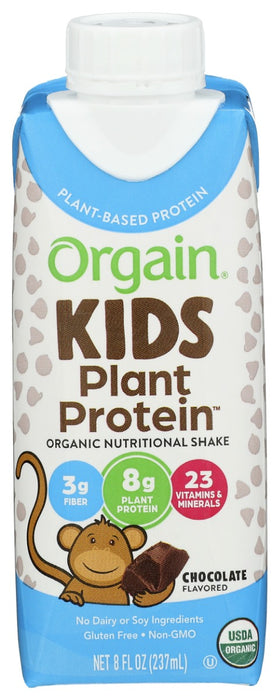 ORGAIN: Kids Organic Plant Protein Nutritional Shake Chocolate, 8 fo