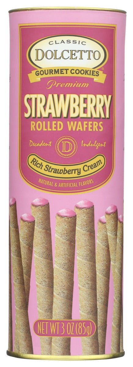 DOLCETTO: Wafer Rolls Strawberry, 3 oz