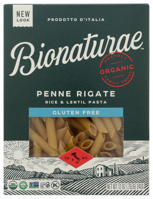 BIONATURAE: Organic Gluten Free Rice and Lentil Penne Rigate Pasta, 12 oz