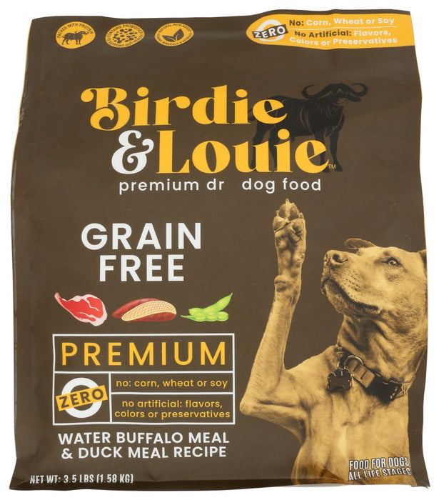 BIRDIE & LOUIE: Water Buffalo Meal and Duck Meal Dry Dog Food, 3.5 lb