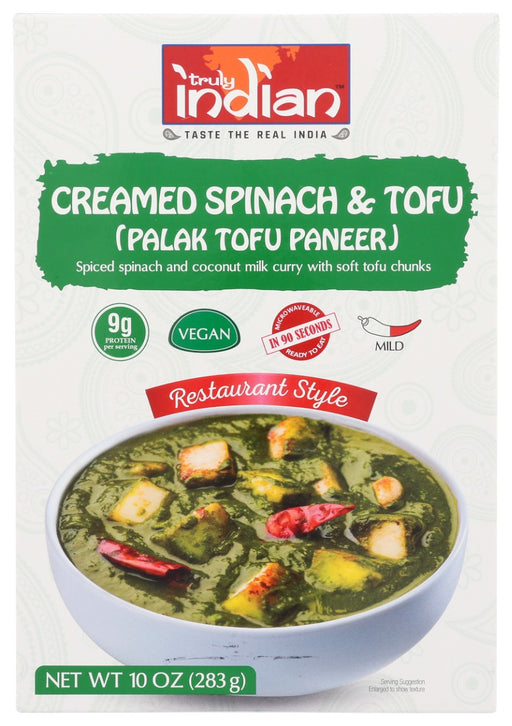 TRULY INDIAN: Creamed Spinach and Protein Curry Palak Tofu Paneer, 10 oz