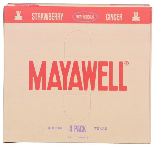 MAYAWELL: Strawberry Ginger Prebiotic Soda 4Pk, 48 fo