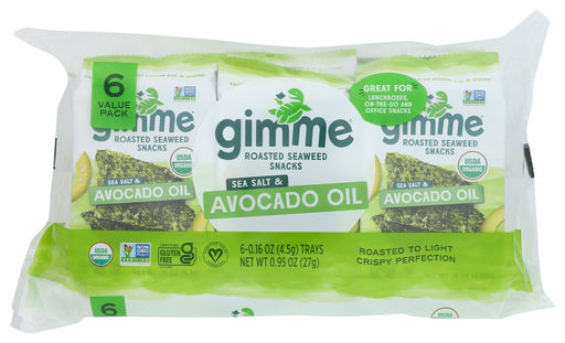 GIMME: Sea Salt and Avocado Oil Seaweed Snacks 6Pk, 0.95 oz