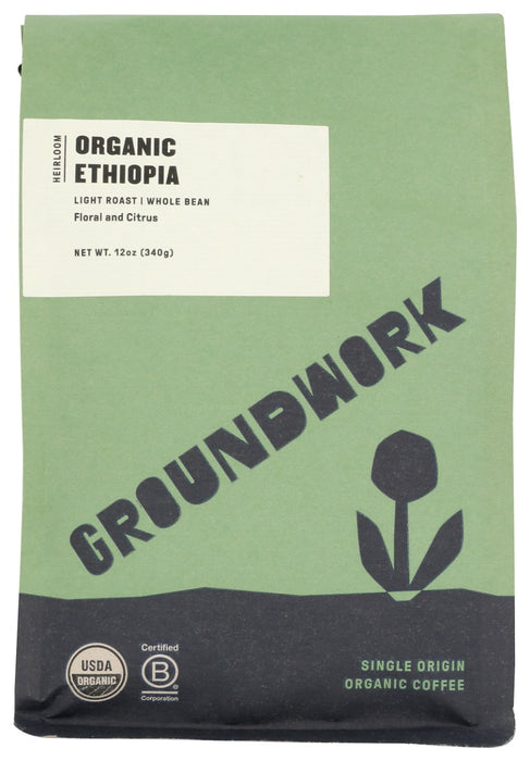 GROUNDWORK COFFEE: Ethiopia Heirloom Blend Organic Coffee, 12 oz