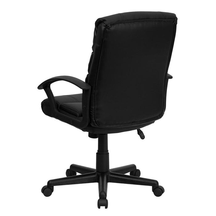 Mid-Back Black LeatherSoft Swivel Task Office Chair with Arms