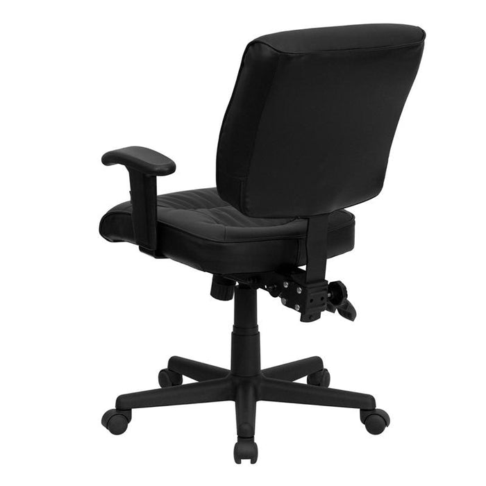 Mid-Back Black Multifunction Swivel Task Office Chair with Adjustable Arms