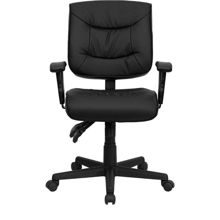 Mid-Back Black Multifunction Swivel Task Office Chair with Adjustable Arms