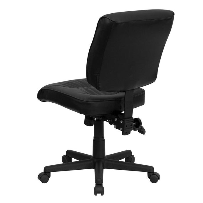 Mid-Back Black LeatherSoft Multifunction Swivel Ergonomic Task Office Chair