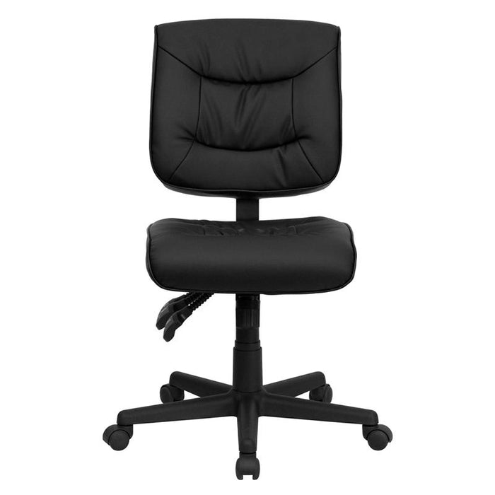 Mid-Back Black LeatherSoft Multifunction Swivel Ergonomic Task Office Chair