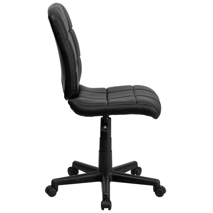 Mid-Back Black Quilted Vinyl Swivel Task Office Chair