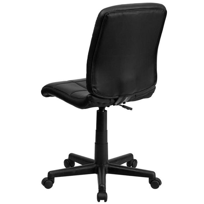 Mid-Back Black Quilted Vinyl Swivel Task Office Chair