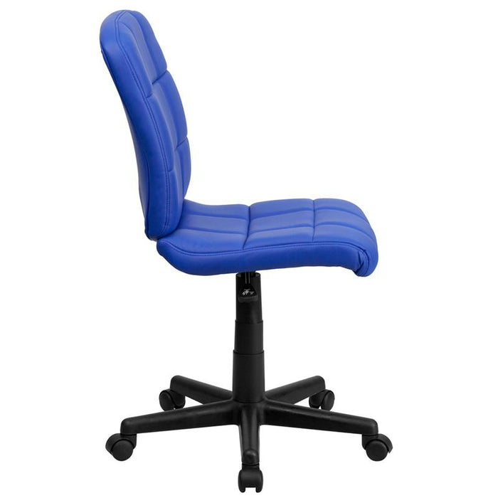 Mid-Back Blue Quilted Vinyl Swivel Task Office Chair