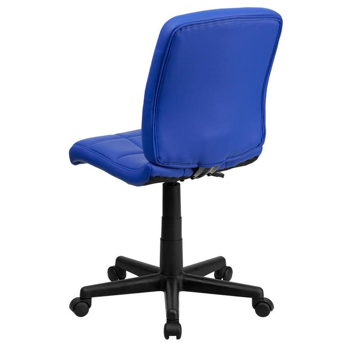 Mid-Back Blue Quilted Vinyl Swivel Task Office Chair