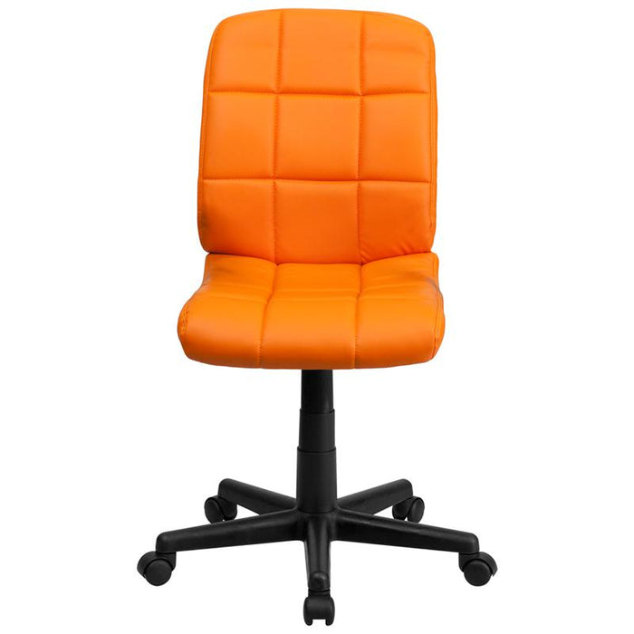 Mid-Back Orange Quilted Vinyl Swivel Task Office Chair