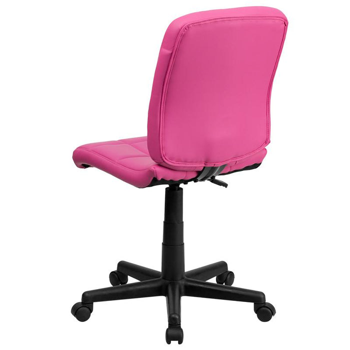 Mid-Back Pink Quilted Vinyl Swivel Task Office Chair