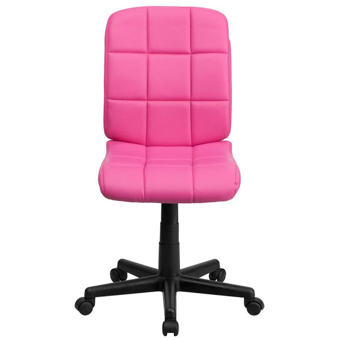 Mid-Back Pink Quilted Vinyl Swivel Task Office Chair