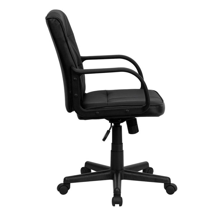 Mid-Back Black LeatherSoft Swivel Task Office Chair w/ Arms