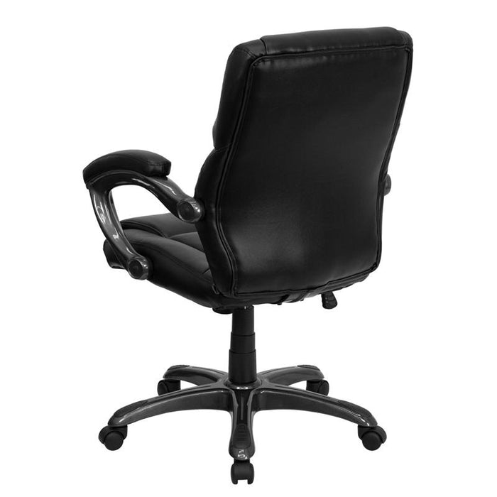 Mid-Back Black Overstuffed Swivel Task Ergonomic Office Chair with Arms