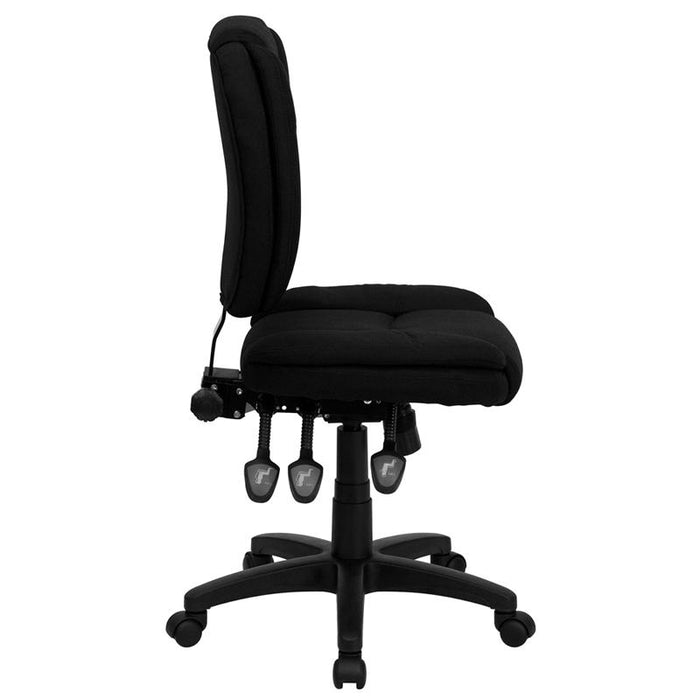 Mid-Back Black Fabric Multifunction Swivel Task Office Chair