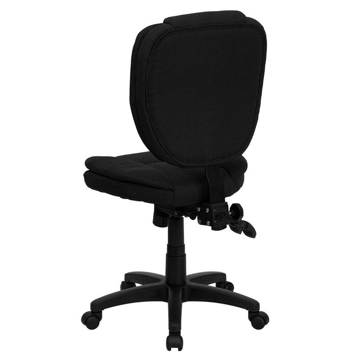 Mid-Back Black Fabric Multifunction Swivel Task Office Chair