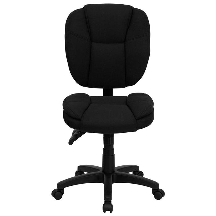 Mid-Back Black Fabric Multifunction Swivel Task Office Chair