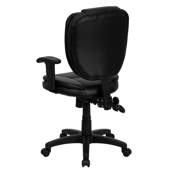 Mid-Back Black Multifunction Swivel Task Office Chair and Arms