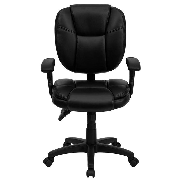 Mid-Back Black Multifunction Swivel Task Office Chair and Arms