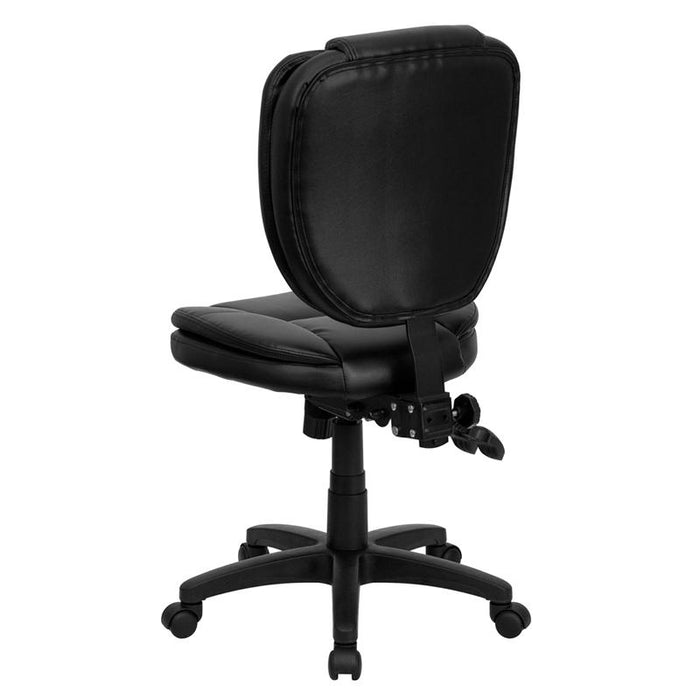 Mid-Back Black Multifunction Swivel Task Office Chair with Pillow Top Cushioning