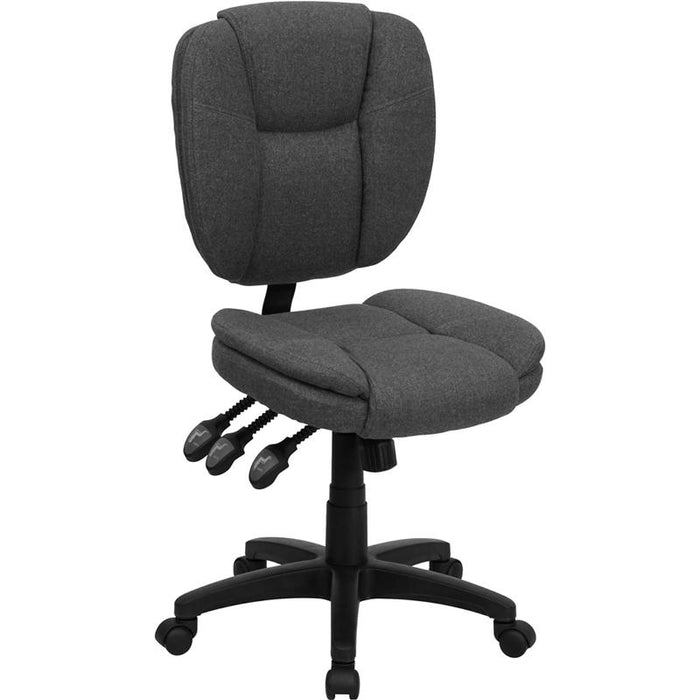 Mid-Back Gray Fabric Multifunction Swivel Task Office Chair