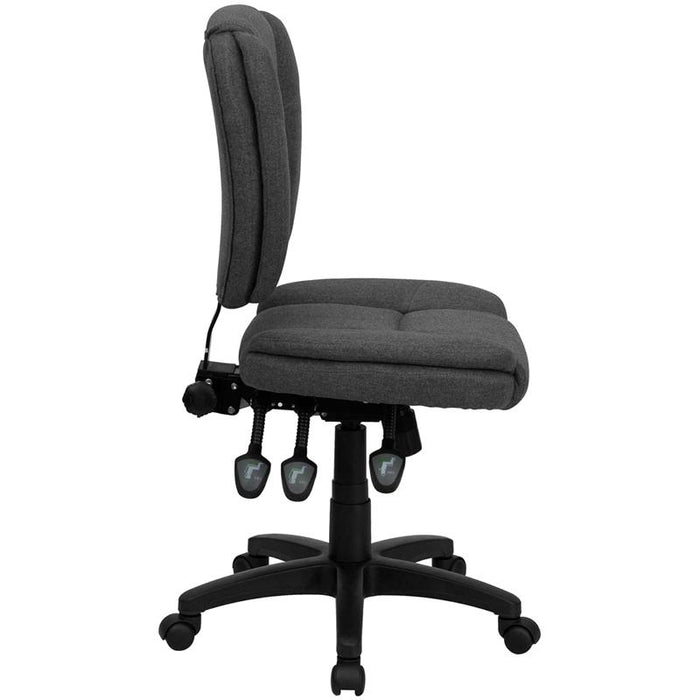 Mid-Back Gray Fabric Multifunction Swivel Task Office Chair