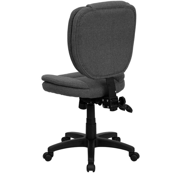 Mid-Back Gray Fabric Multifunction Swivel Task Office Chair