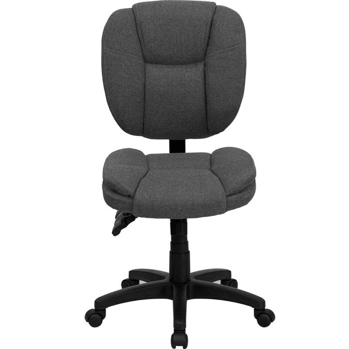 Mid-Back Gray Fabric Multifunction Swivel Task Office Chair