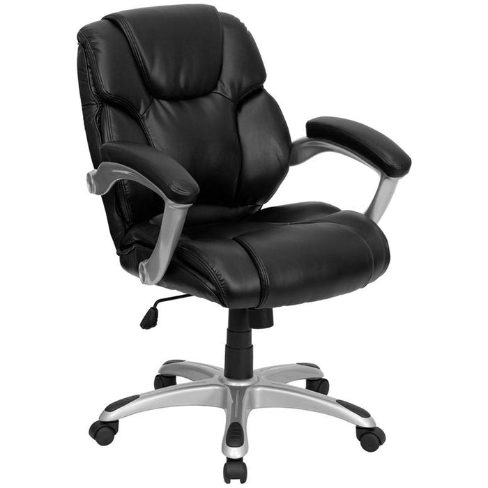 Mid-Back Black Layered Upholstered Executive Swivel Office Chair