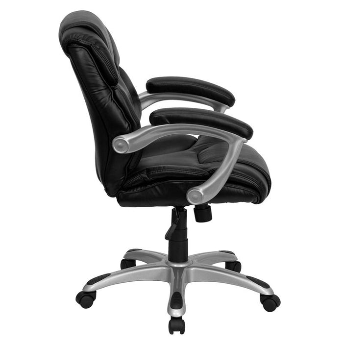 Mid-Back Black Layered Upholstered Executive Swivel Office Chair