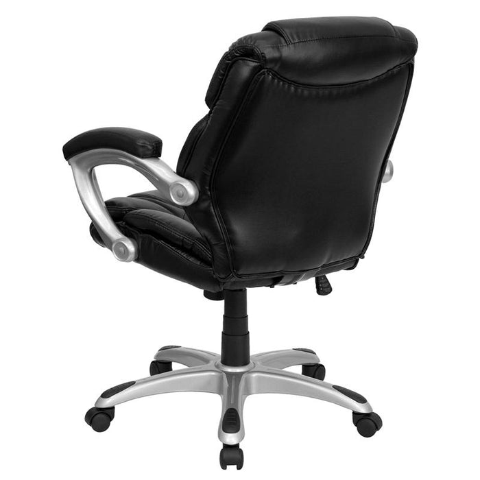 Mid-Back Black Layered Upholstered Executive Swivel Office Chair