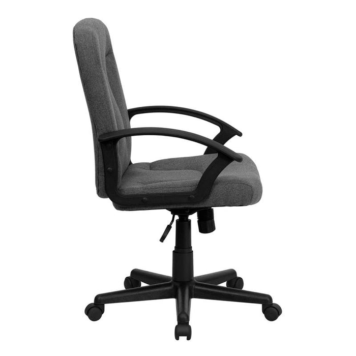 Mid-Back Gray Fabric Executive Swivel Office Chair with Nylon Arms