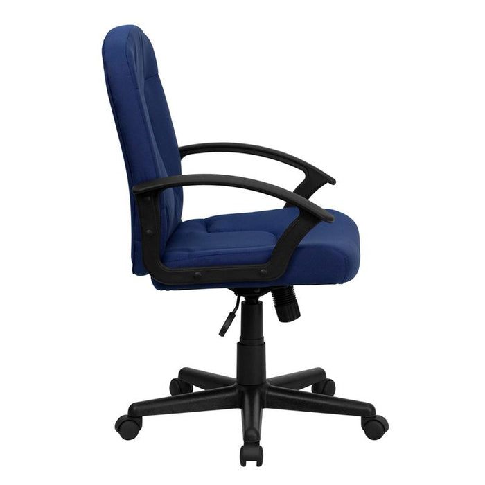 Mid-Back Navy Fabric Executive Swivel Office Chair with Nylon Arms