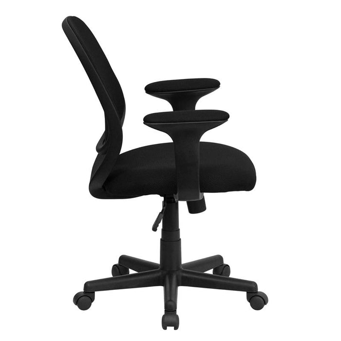 Y-GO Office Chair Mid-Back Black Mesh Swivel Task Office Chair with Arms