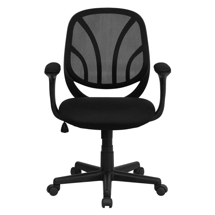 Y-GO Office Chair Mid-Back Black Mesh Swivel Task Office Chair with Arms