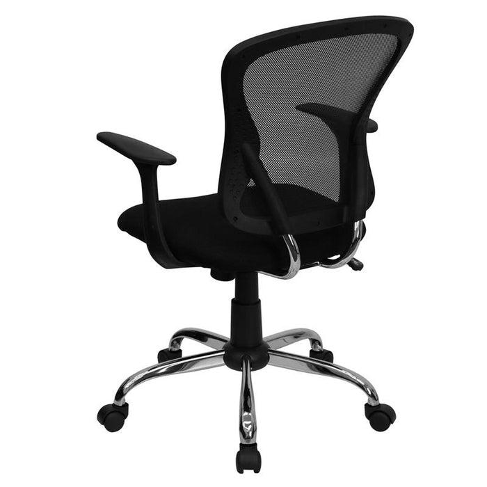 Mid-Back Black Mesh Swivel Task Office Chair with Chrome Base and Arms