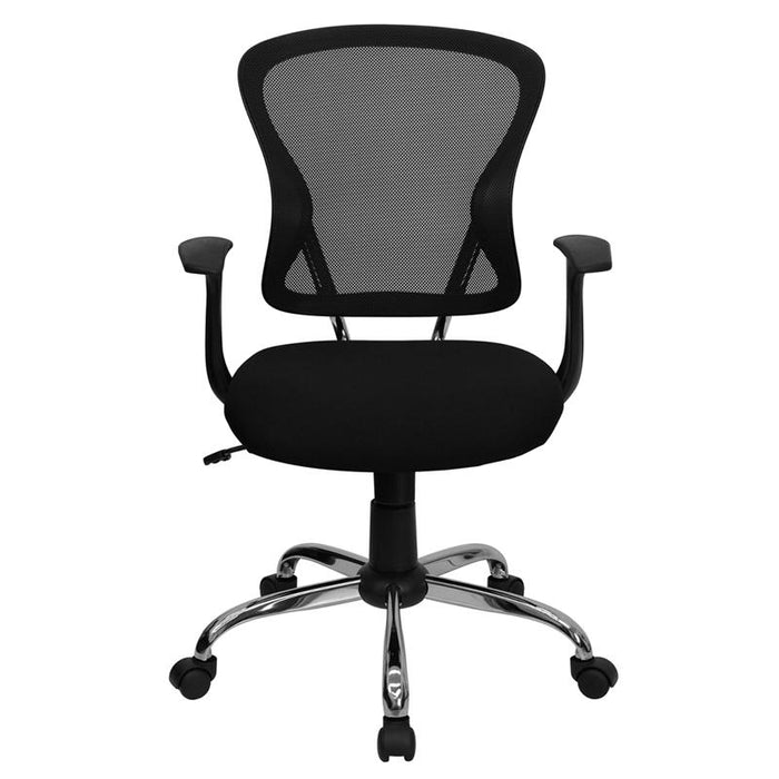 Mid-Back Black Mesh Swivel Task Office Chair with Chrome Base and Arms