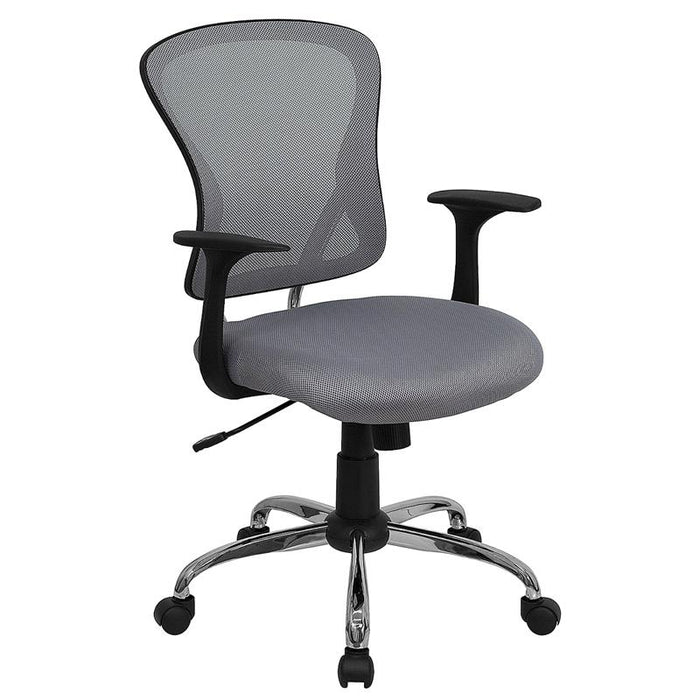 Mid-Back Gray Mesh Swivel Task Office Chair with Chrome Base and Arms