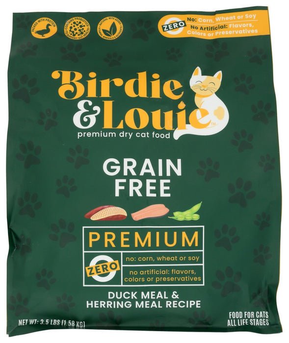 BIRDIE & LOUIE: Duck Meal and Herring Meal Recipe Dry Cat Food, 3.5 lb