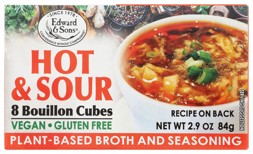 EDWARD & SONS: Hot and Sour Bouillon Cubes, 2.9 oz